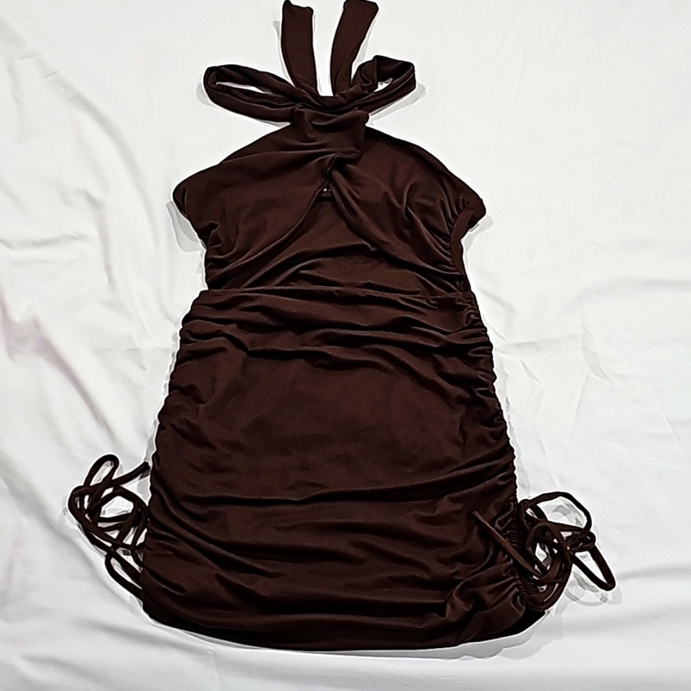 Halter Mini Rouched dress Size Large